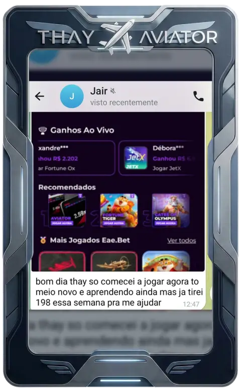 Print de resultado de aluno da Thay Aviator 1